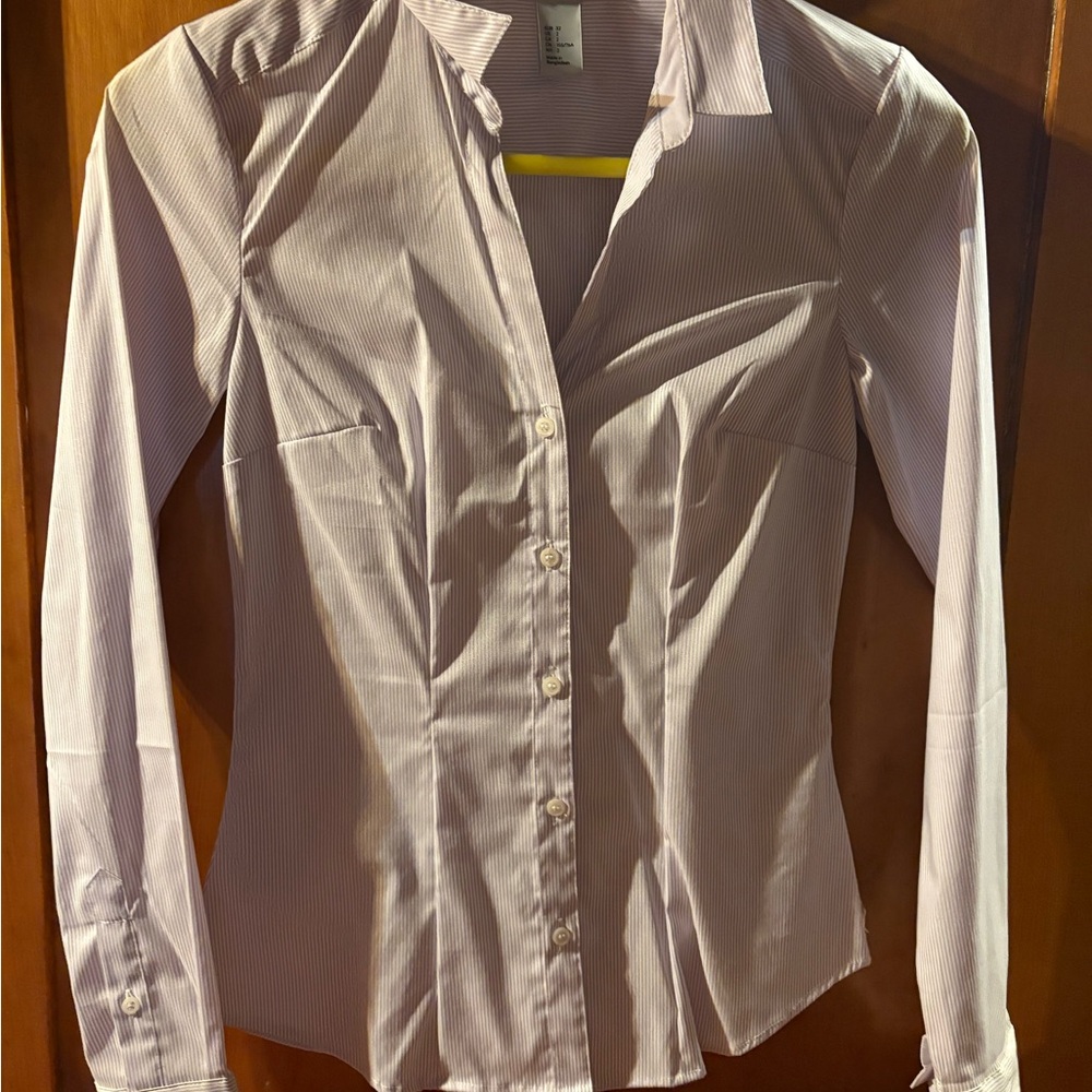 H&M Light Pink Striped Button-Down Shirt